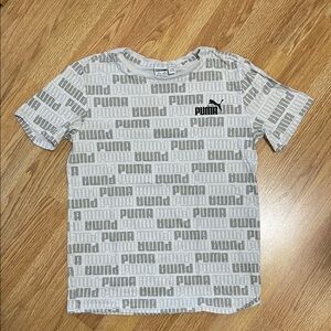 Puma White and Gray Logo Tee